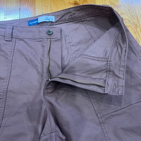 Old Navy High-Rise Canvas Barrel Ankle Pants Sz. 18 Warm Taupe Plus Relaxed Fit - Picture 10 of 11